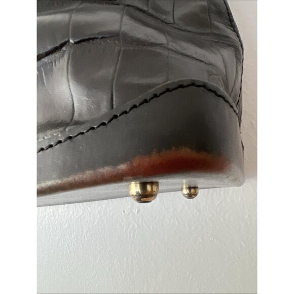 Brighton Croc Embossed Leather Handbag Hand Shoulder Bag Heart Charm Purse - Picture 5 of 16